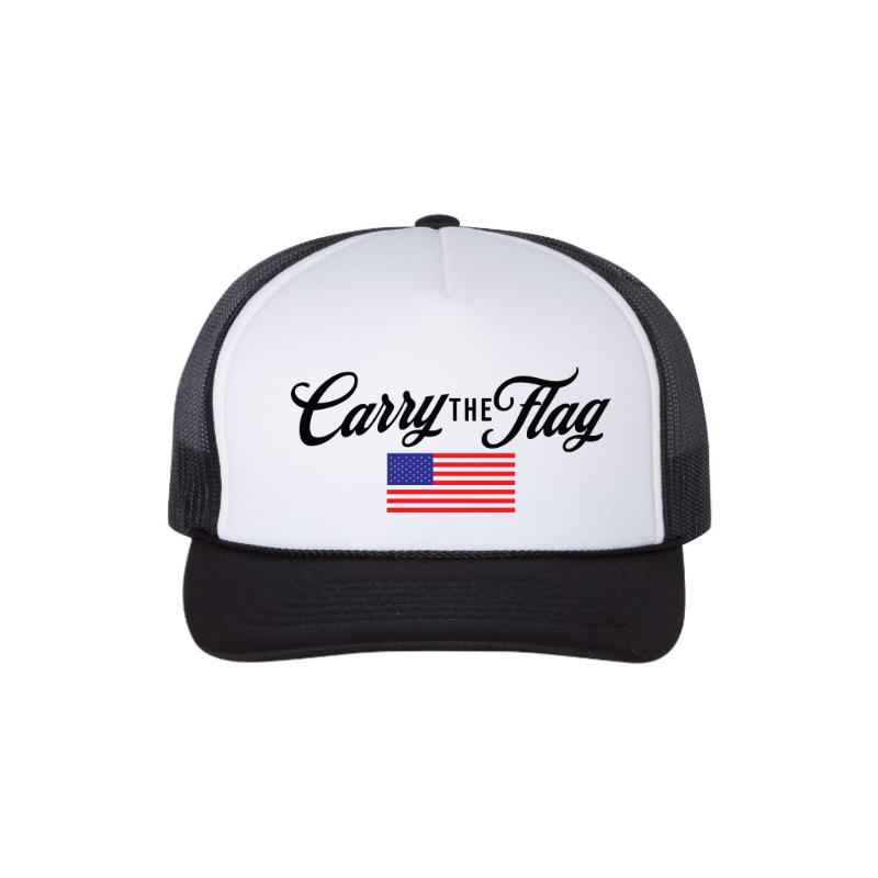 White & Black - Red, White & Blue Carry The Flag Snapback Hat