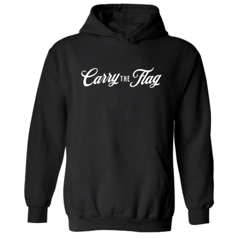 Carry The Flag Black Logo Hoodie – Heavyweight Patriotic Sweatshirt for Military, First Responders & Hard-Working Americans
