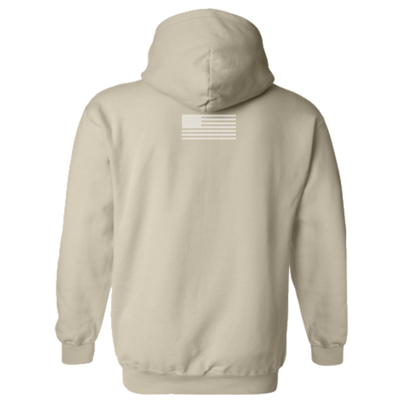 Carry The Flag Sand Logo Hoodie – Heavyweight Patriotic Sweatshirt for Military, First Responders & Hard-Working Americans