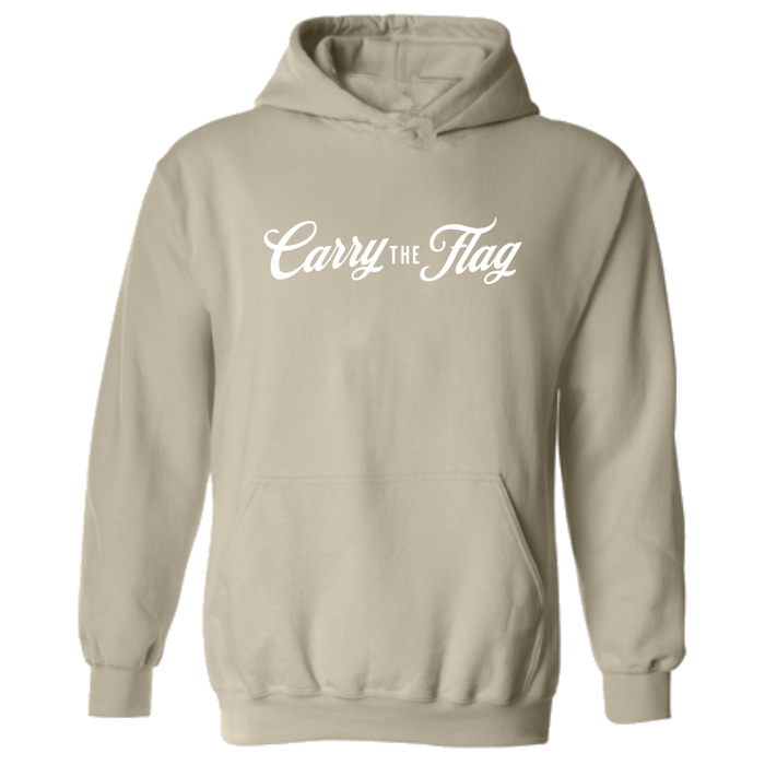 Carry The Flag Sand Logo Hoodie – Heavyweight Patriotic Sweatshirt for Military, First Responders & Hard-Working Americans
